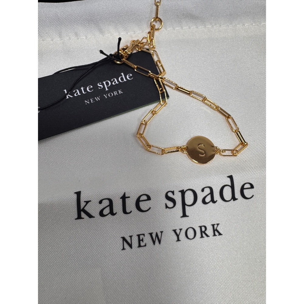 Kate Spade New York Initial S Gold Chain Link Bracelet KF616 New with Tags - Picture 1 of 5